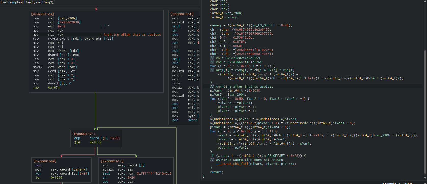 Disassembly of a function that generate the permutation table